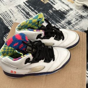 Kids White and Multicolor High-Top Sneakers